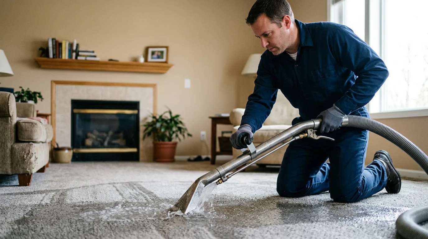 Water damage restoration technician working near East Rockaway, NY
